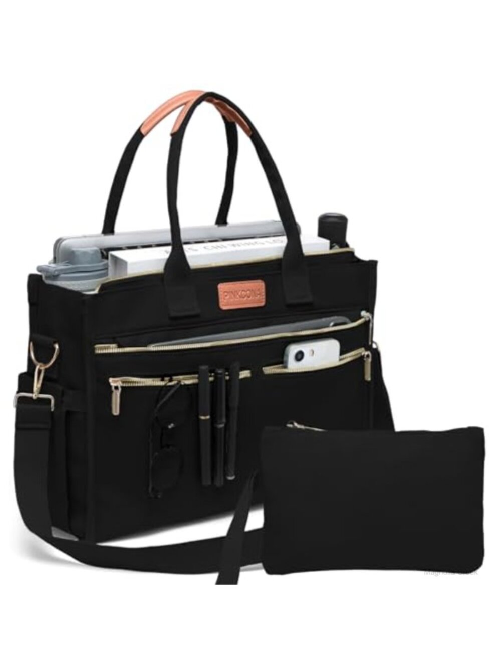 Canvas Tote Bag Set Large Shoulder Handbag Crossbody Laptop Purse Work Travel